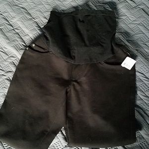 Black full-panel elastic maternity leggings